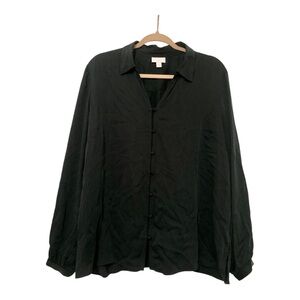 J. Jill Forest Green 100% Modal Rayon Button Up Dressy Shirt Size L